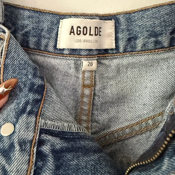 Agolde Pieced Angled Asymmetric High-Rise Organic-Cotton Denim Jeans size 26 - Picture 5 of 8